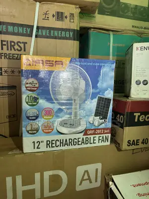 Brand New 12” Qasa Rechargeable Solar Table Fan