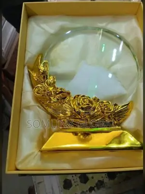 Gold Flower Glass Plaque