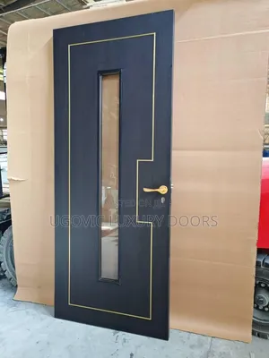 840 Elegant White Wooden Door With Glass