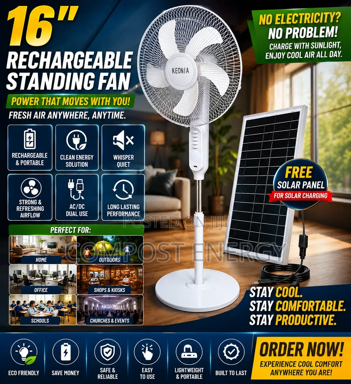 Solar Fan With Panel