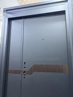 Modern Gray Steel Security Door With Smart Lock
