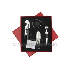 4 in 1 Red Wine Opener Set – Corkscrew, Foil Cutter, Pourer & Stopper
