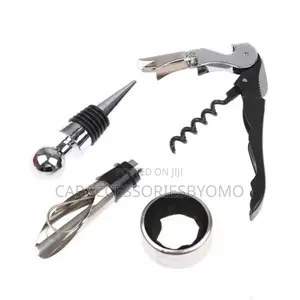 4 in 1 Red Wine Opener Set – Corkscrew, Foil Cutter, Pourer & Stopper