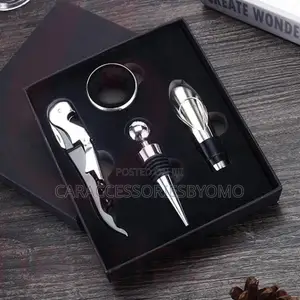 4 in 1 Red Wine Opener Set – Corkscrew, Foil Cutter, Pourer & Stopper