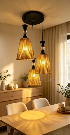 JOYINLED 3-Light Pendant Light Hand Woven Wicker Chandelier