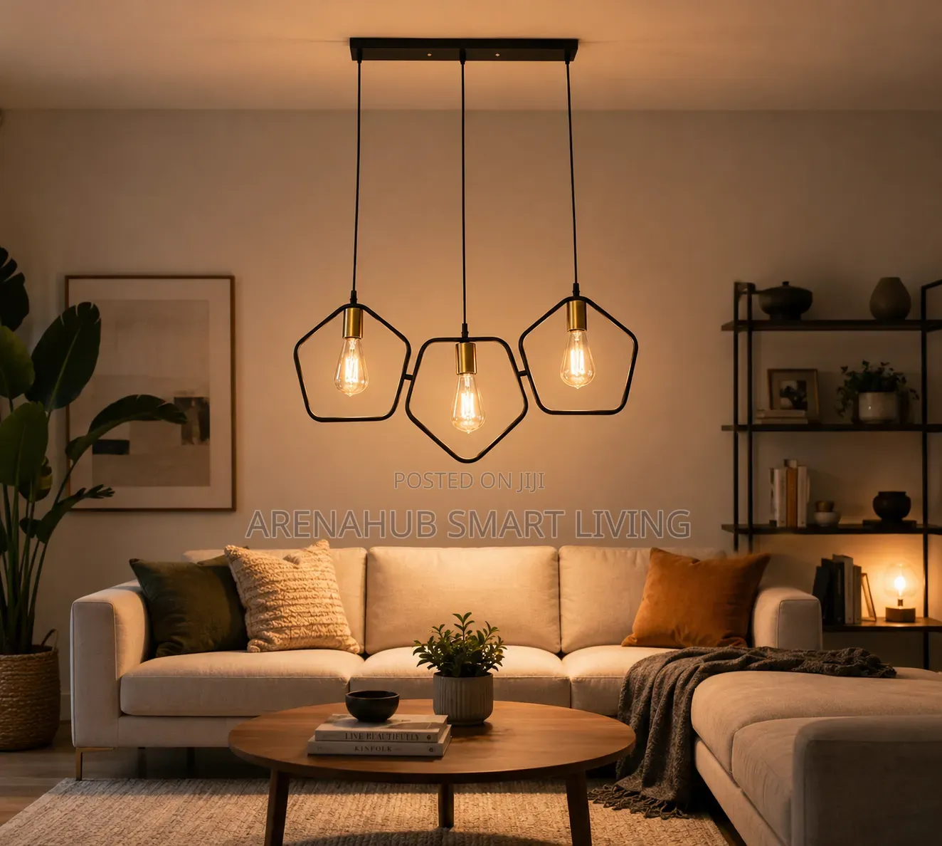 Modern Creative LED Chandelier Hanging Light Geometric Metal Frame