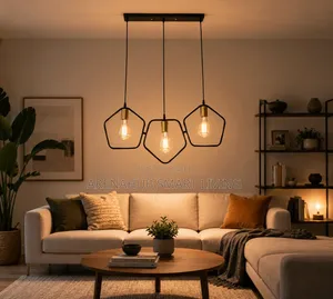 Modern Creative LED Chandelier Hanging Light Geometric Metal Frame