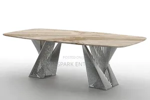 Luxury Marble Dining Table – 8 Seater | Sintered Stone Top + Twisted