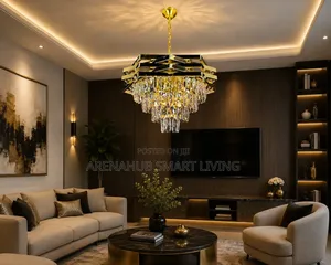 Modern Gold Crystal Chandelier, Raindrop Adjustable Hanging Light