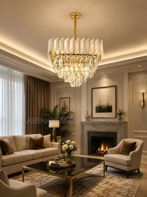 Luxury Gold Crystal Chandelier, Modern Dimmable Raindrop