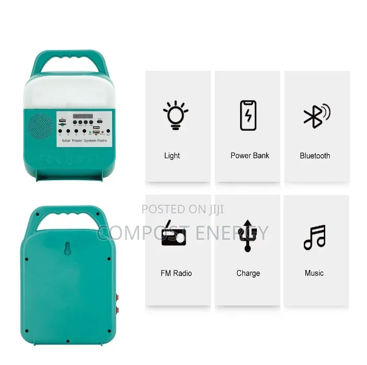 Radio + Speaker Solar Kit With 3 Bulbs + Body Light