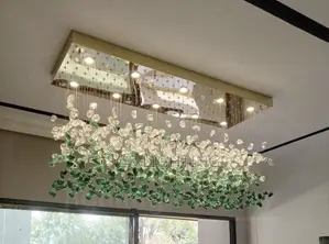 Modern Green Stone Glass Chandelier