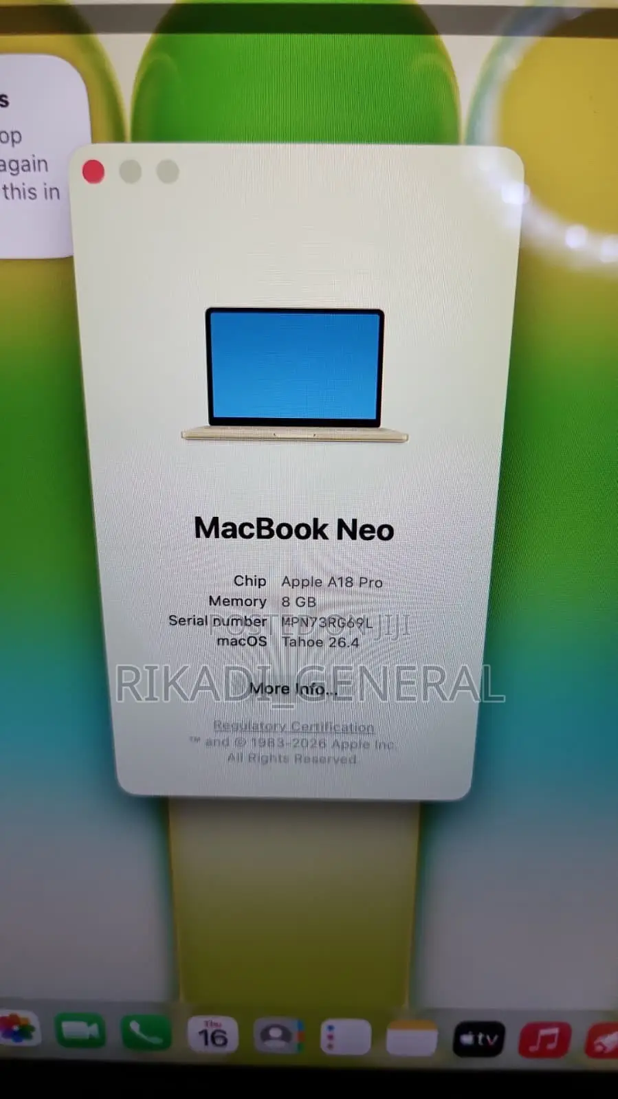 Laptop Apple MacBook Neo 2026 8GB SSD 512GB