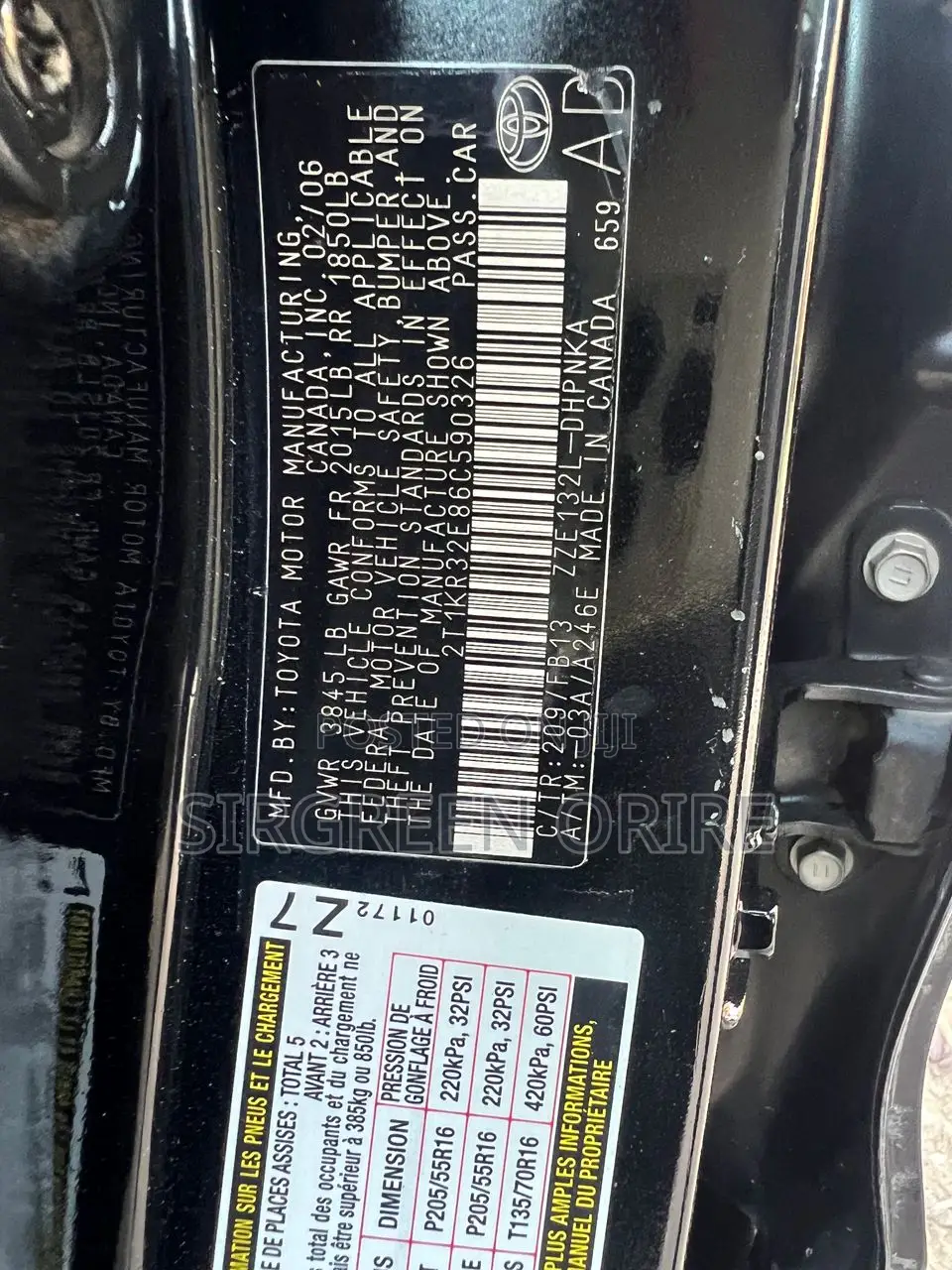 Toyota Matrix 2006 Black