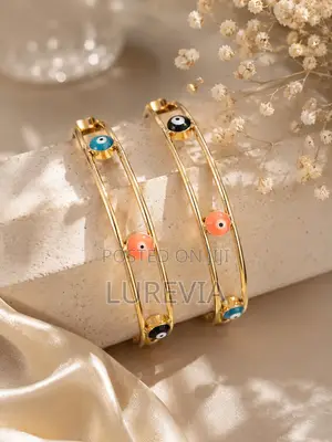 Gold Cuffs With Evil-Eye Enamel Accents