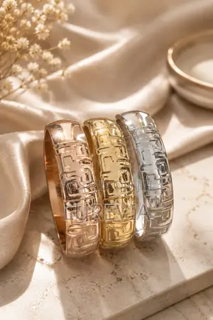 Three-Tone Greek Key Bangles