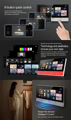 Tuya Smart 6 Inch Control Panel With 3 Gang Switch Black