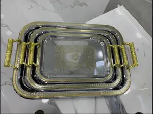 3in1 Stainless Steel Tray With Golden Handle