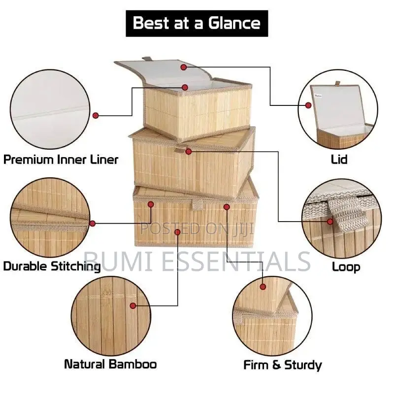3pcs Bamboo Storage Set