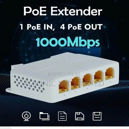 Poe Network Extender - 1 Poe In, 4 Poe Out