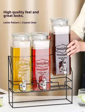 3pcs Thickened Glass Juice Dispenser With Stand