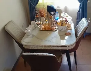 Elegant Marble-Top Dining Table Set, 4-Seater