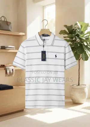 Plus Size Strip Collar Neck Polo