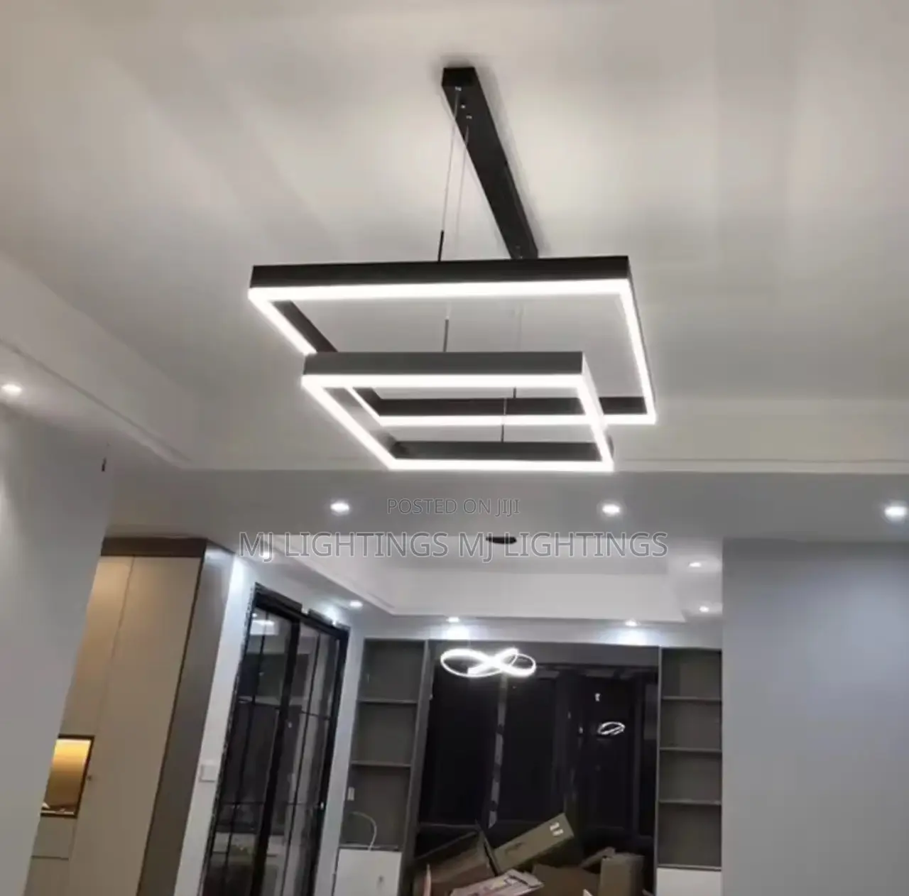 Modern Led Square Pendant Light Dimmable for Bedroom
