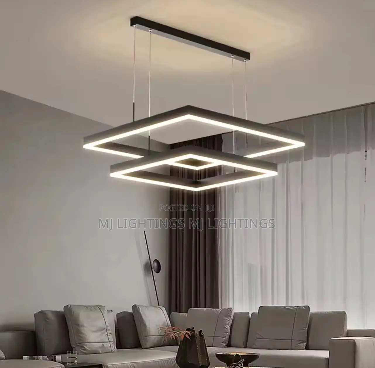 Modern Led Square Pendant Light Dimmable for Bedroom
