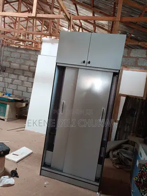 Modern Sliding Door Wardrobe Closet With Overhead Storage