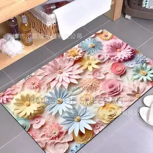 3D Floral Pattern Non-Slip Absorbent Floor Mat (50*80cm)