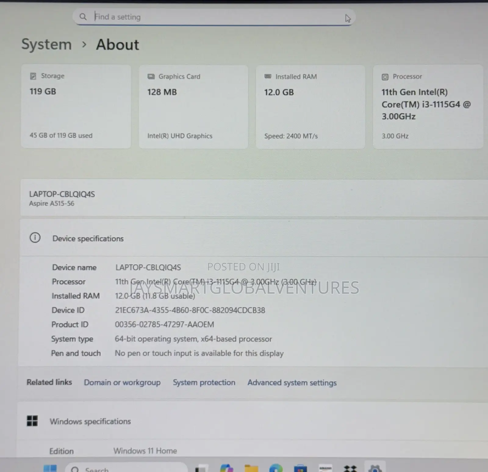 Laptop Acer Aspire A515-52G 12GB Intel Core i3 SSD 128GB