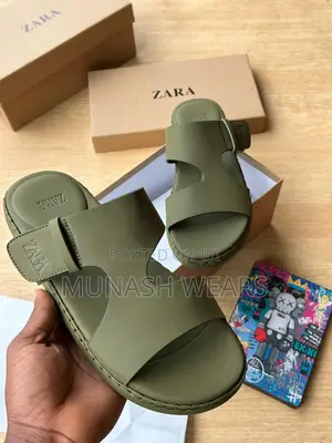 Zara Leather Slipers Available in Green and Black 40-46