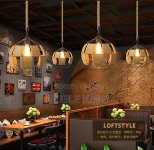 Industrial Rustic Pendant Lights Hemp Rope Indoor Lamp Para Sala Hang