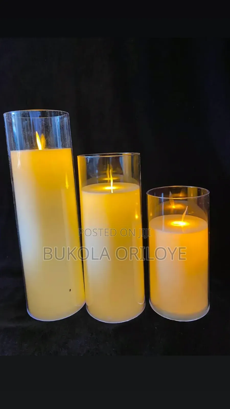 Set of Acrylic Pillar Candles for Rent