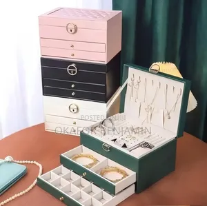Quality Three Layer Multifunctional Leather Jewellery Box
