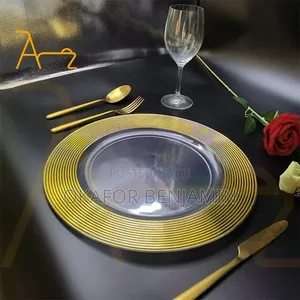 Quality Acrylic Gold Rim Charger Plate