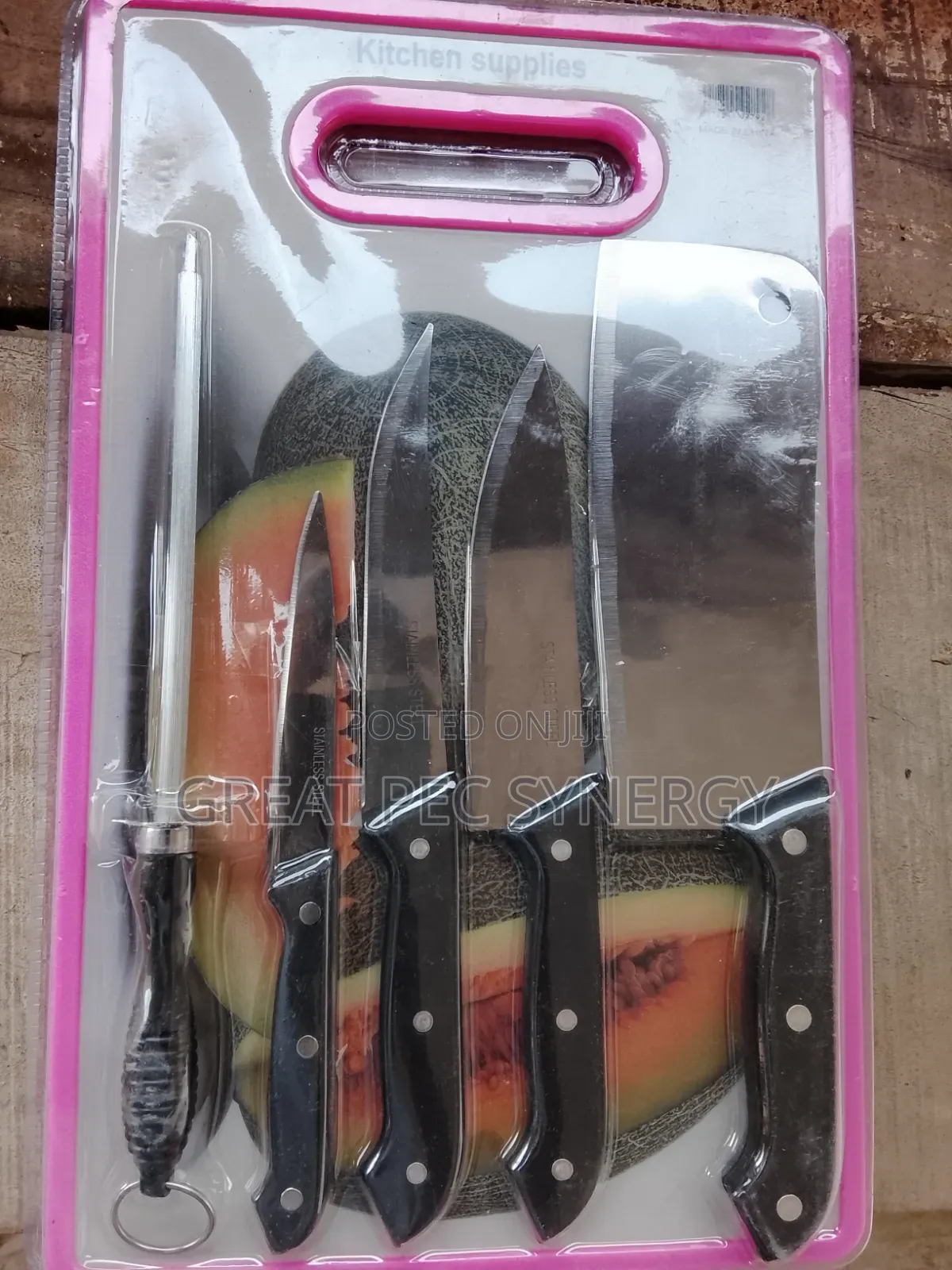 Chopping Board Set With Knives and Knife Sharpener