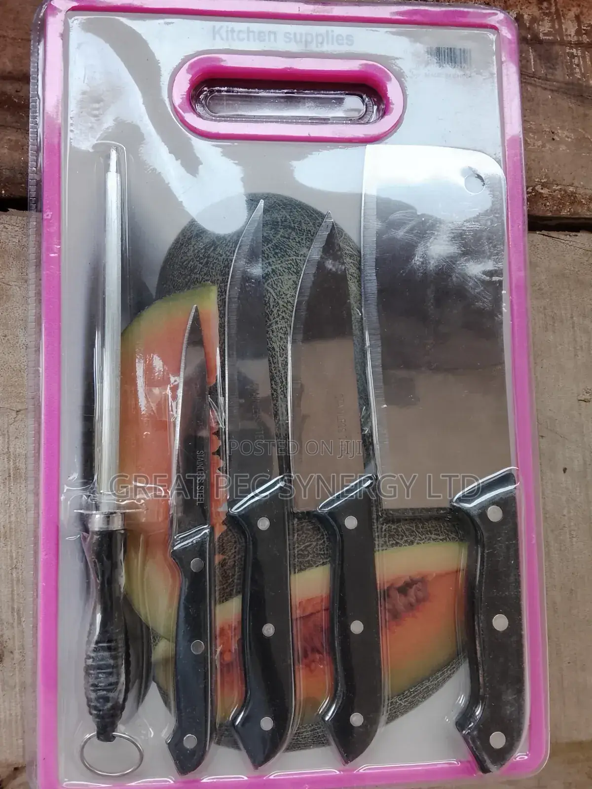 Chopping Board Set With Knives and Knife Sharpener