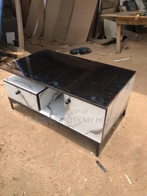 Center Table With Glass and Drawers by Morderncity Furniture