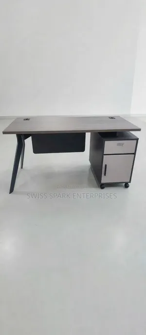Executive Office Table With Mobile Side Cabinet - 1 Drawer + Storage
