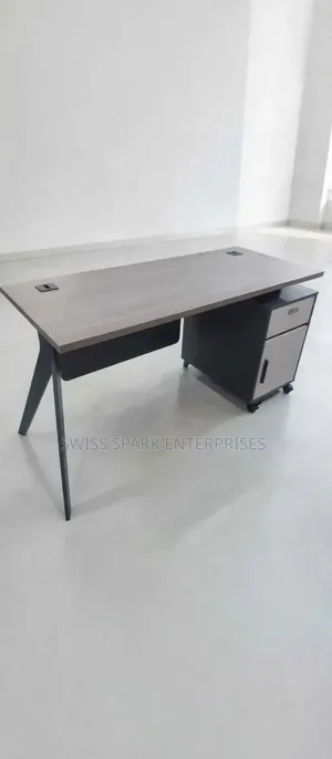 Executive Office Table With Mobile Side Cabinet - 1 Drawer + Storage