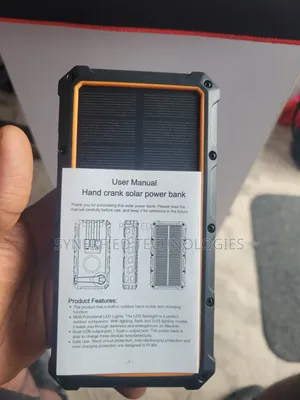Hand Crank Generator Solar PowerBank 3 in 1 With Built-in Cables