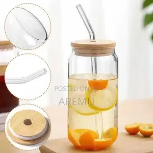 500ml Glass Cup With Straw Transparent Coffee Glasses Milk