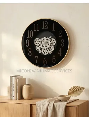 Black Decorative Gear  Wall Clock