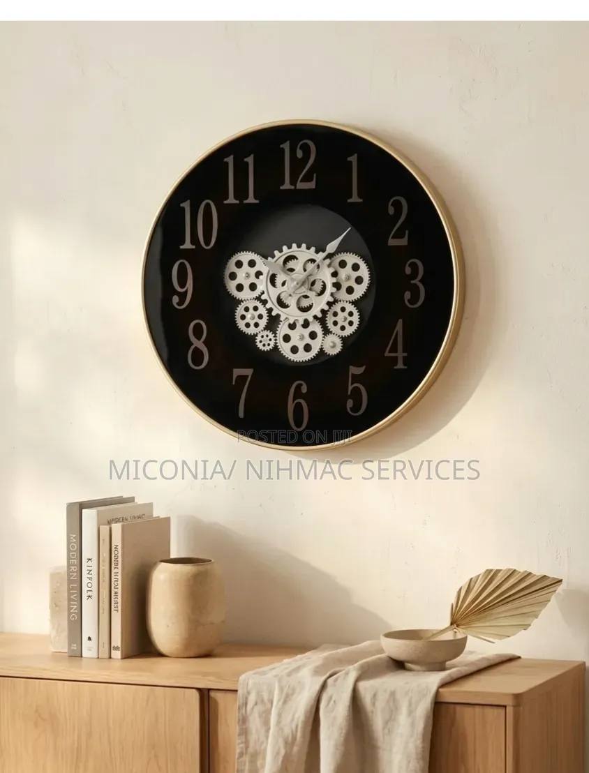 Black Decorative Gear  Wall Clock