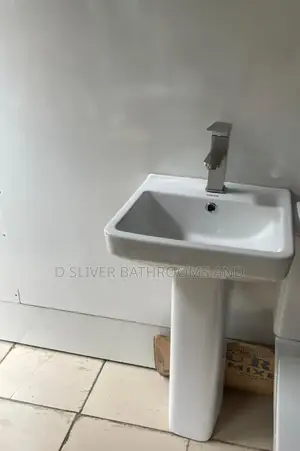 Wash Hand Basin With Faucet, Square Pedestal