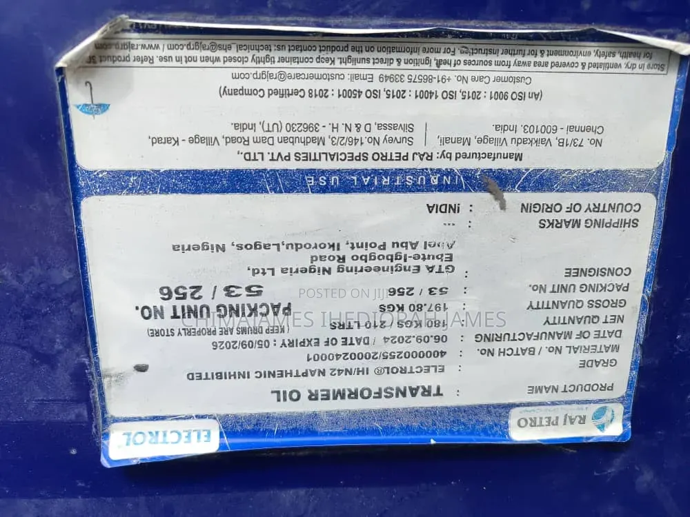 For Transformer Power Oil Company Limited