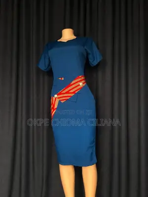 Elegant Official Dress With Cape Waist Detail & Statement Sleeves