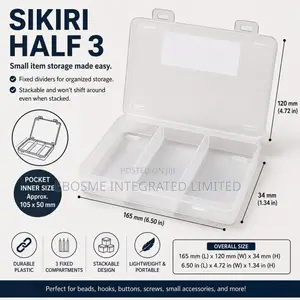 HALF 3 Transparent 3-Compartment Small Item Storage Organizer Box